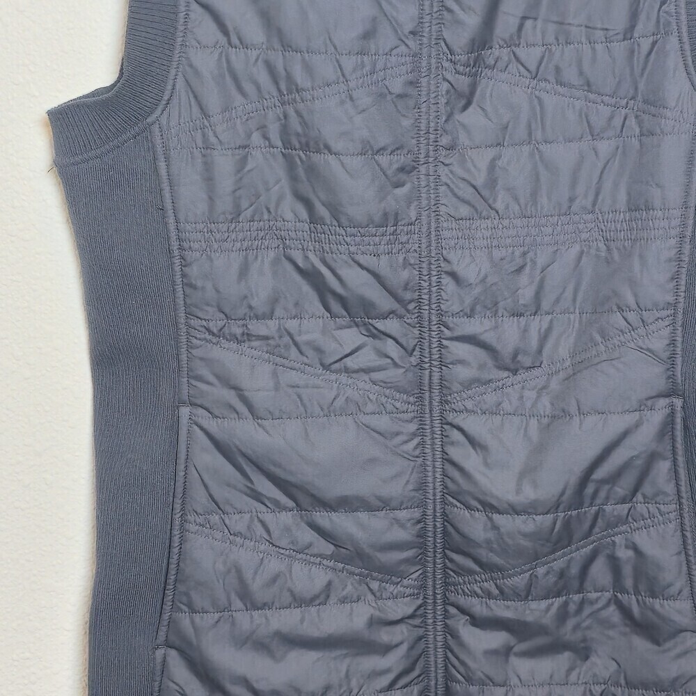 prAna Women’s Quilted Fleece Vest Small Black Cowl Neck Outdoor Hiking - Picture 4 of 9